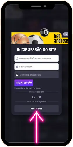 Betandreas e-mail e a palavra-passe